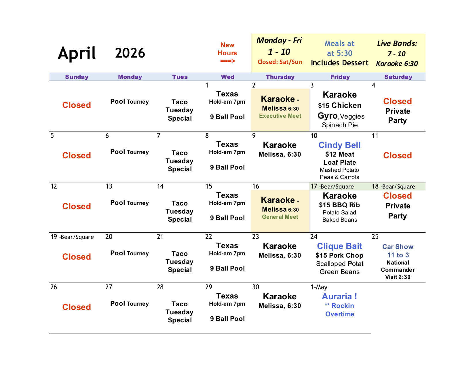 calendar